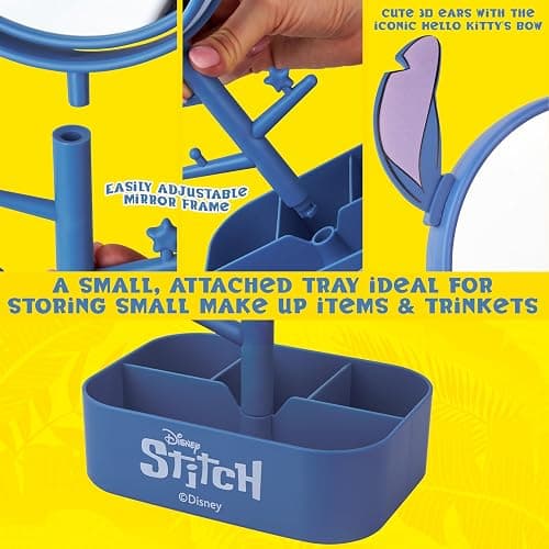 Get Trend Disney Stitch Mirror with Jewelry Stand for Girls, Teens, Makeup Mirror, Jewelry Holder, Bracelet Holder, Cute Room Decor, Gifts for Girls (Blue Stitch) thumbnail 5