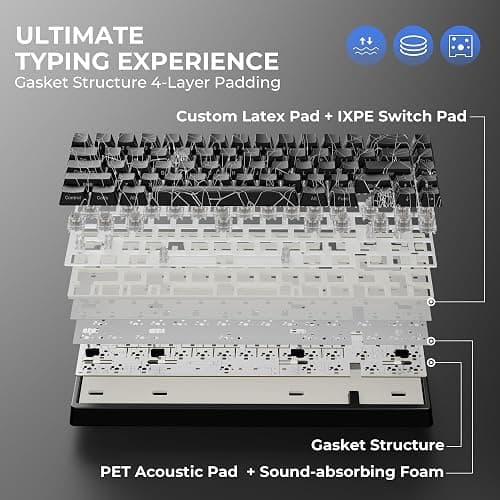 HITIME x XVX M67 60% Percent Keyboard Wireless, QMK/VIA Black Spider Web Gaming Keyboard, Tri-Mode Thocky Creamy Mechanical Key Board, Hot Swappable Gasket Mount RGB IMD Tech for Win/Mac thumbnail 7
