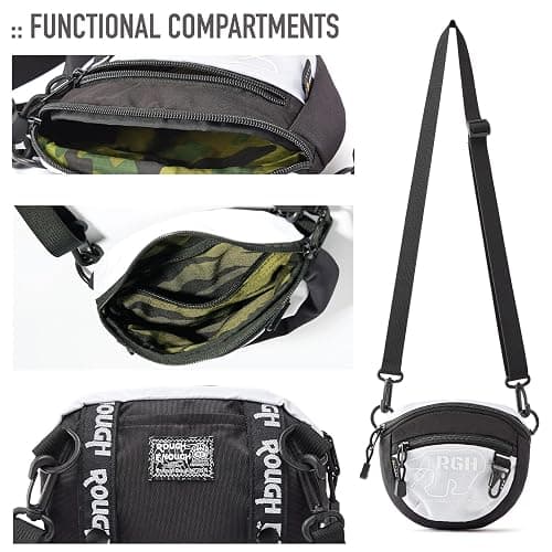 Rough Enough Small Crossbody Shoulder Bag Cell Phone Purse for Women Teen Girls Travel Essentials with Keychain Zipper Cordura White thumbnail 5