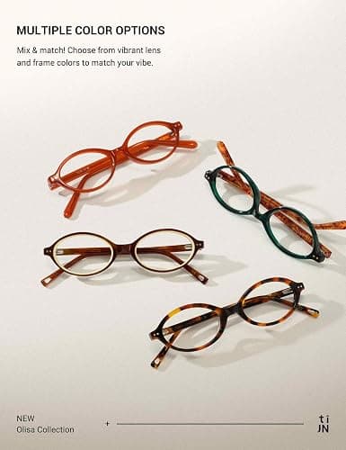 TIJN Olisa Blue Light Blocking Glasses for Women Men,Oval Glasses Frame Bluelight Glasses for Gaming/Computer/Screen thumbnail 7
