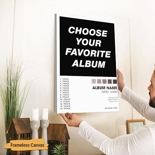 Custom Album Cover Print, Choose Your Own Album, Personalized Music Poster with Tracklist, Framed or Unframed Wall Art Canvas, Gift for Music Lovers, Birthday & Graduation Gift for Him or Her, Dorm Room Music Decor thumbnail 5