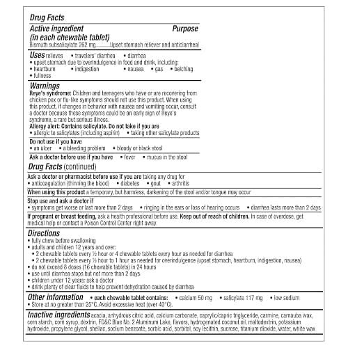 Pepto Bismol Berry Mint Chews, Upset Stomach Relief, Nausea Relief, Heartburn Relief, Indigestion Relief, Anti Diarrhea Medication for Adults - 5 Symptom Fast Relief, 48 Chewable Tablets thumbnail 8