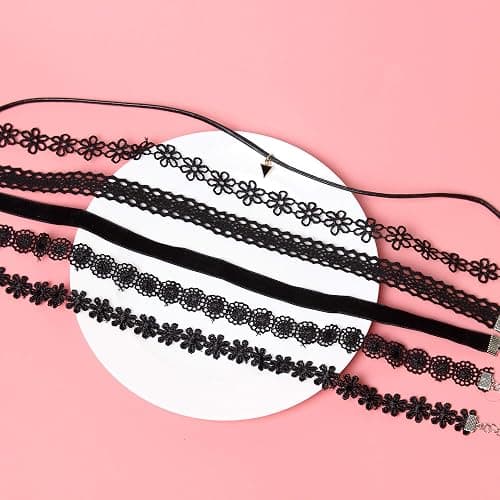 Maxforever 6 PCS Necklaces Black Velvet Choker Set Classic Gothic Tattoo Lace Chokers thumbnail 3