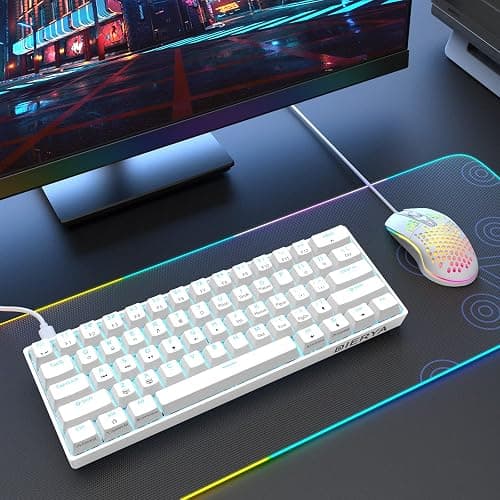 DIERYA 60% Mechanical Keyboard, DK61se Wired Gaming Keyboard with Blue Switches, LED Backlit Ultra-Compact 61 Keys Mini Office Keyboard for Windows Laptop PC Gamer Typist（White） thumbnail 7