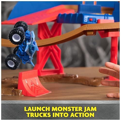Monster Jam Supercharge Speedway Monster Truck Playset, 1:64 Scale | Figure-8 Loop Track with Lights, El Toro Loco & Megalodon Toy Trucks, Epic Racing Action, Pretend Play Gifts for Kids Ages 3+ thumbnail 3