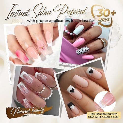 UNA GELLA Square Fake Nails, 504pcs Gel Nail Tips Clear Press on Nails Pre-shape for Full Cover Square Nails French False Nails For Nail Extension Nail Art Home DIY 12 Sizes False Gelly Tips thumbnail 2