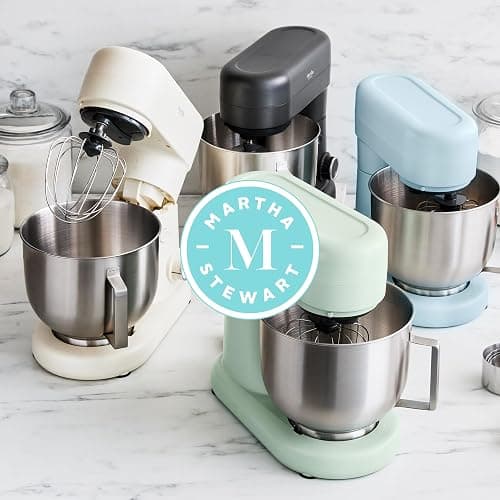Martha Stewart Stand Mixer, 12 Speed, Tilt-Head, 5.3QT Stainless Steel Bowl, Splash Guard with Pour Chute, Whisk, Dough Hook, Flat Beater, Electric Kitchen Baking Mixer, Bread, Cake, Whip, Caviar Gray thumbnail 12