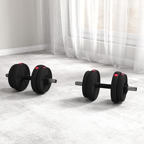 SPORTNOW Haltères 2 en 1 réglables, haltères libres avec poignées antidérapantes, 15KG - Barres incluses - entraînement Musculaire & haltérophilie thumbnail 8