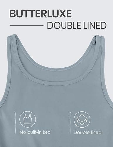 CRZ YOGA Butterluxe Double Lined Tank Tops for Women - Workout Casual Scoop Neck Racerback Crop Sleeveless Shirt thumbnail 3