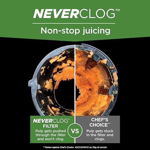 Ninja NeverClog Cold Press Juicer, Powerful Slow Juicer with Total Pulp Control, Countertop, Electric, 2 Pulp Functions, Dishwasher Safe, 2nd Generation, Charcoal, JC151 thumbnail 10