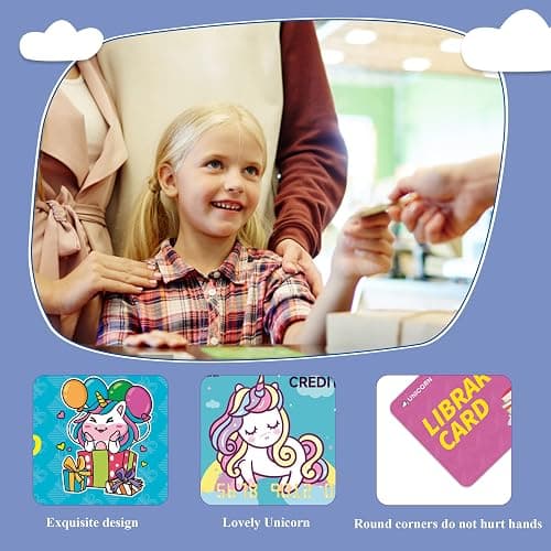 Fake Credit Cards for Kids, Unicorn Play Credit Cards Pretend Debit Credit Cards for Girls 10pcs thumbnail 5
