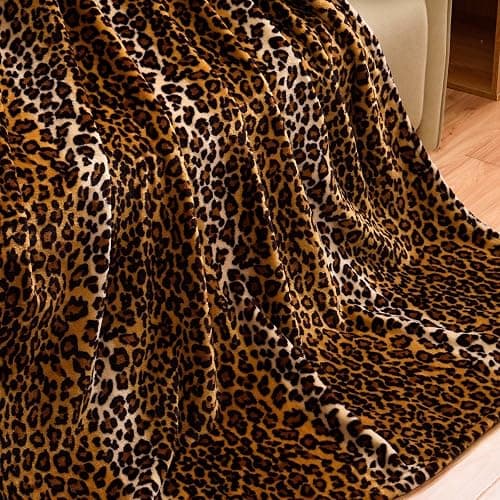 Vessia Leopard Printed Throw Blanket for Couch,Bed,Sofa, Soft Cozy 290GSM Classic Leopard Pattern Blanket for All Season, Lightweight Comfy Yellow Cheetah Animal Print Flannel Fleece Decor thumbnail 7