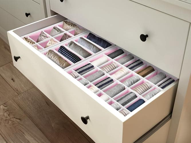 Simple Houseware 4-Pack Drawer Organizer Set - Closet Dividers for Underwear, Socks, Bras, Scarves, Ties - Foldable Non-Woven Storage Boxes, Pink thumbnail 9