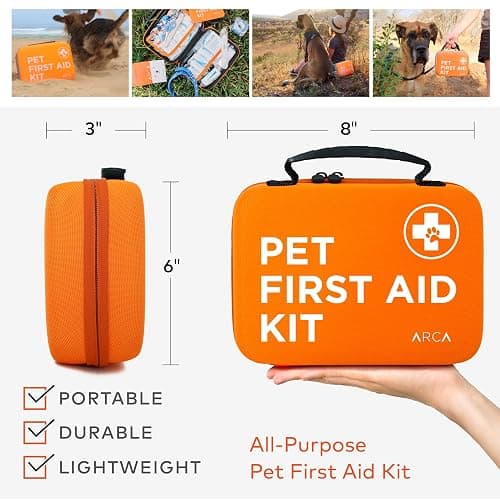 ARCA PET Cat & Dog First Aid Kit for Car - Pet Emergency Kit for Home Office Travel – Dog Camping Essentials with Digital Thermometer, Muzzle & Mini First Aid Pouch thumbnail 7
