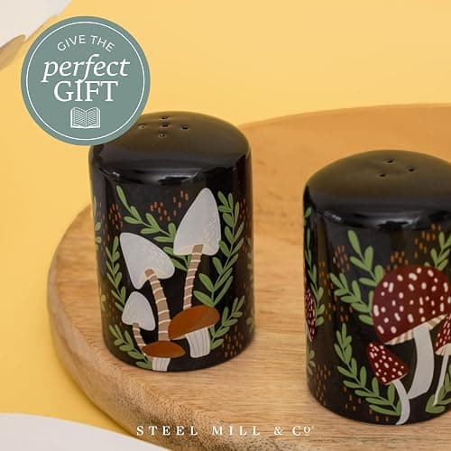 Steel Mill & Co. Mushroom Salt & Pepper Shakers, Cute Novelty Mushroom Decor, Cottagecore/Hippie/Fairycore Kitchen Accessories thumbnail 5