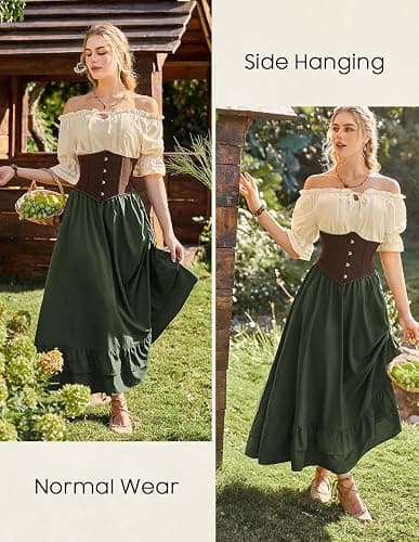 Scarlet Darkness Maxi Skirts for Women Renaissance Skirt Long Flowy Layered Medieval Skirt thumbnail 2