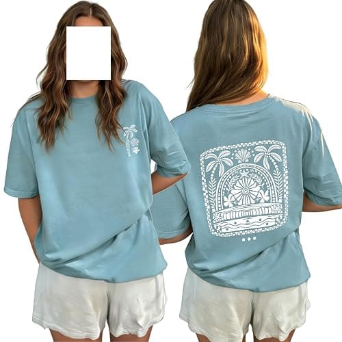 Oversized Graphic Shirts Women Teens Girl Short Sleeve Floral Baggy Tees Y2K Vintage Aesthetic Summer Coastal Tops - Image 1