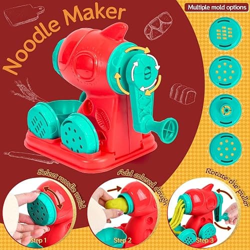ZYYBQW 3 in 1 Color Dough Sets for Kids Ages 3-4-8, Dough Tools Accessories Kit, Ice Cream Playset Noodle Hamburger Maker, Pretend Play Kitchen Creations Food Toys Arts Crafts for Toddlers Girls Boys thumbnail 3