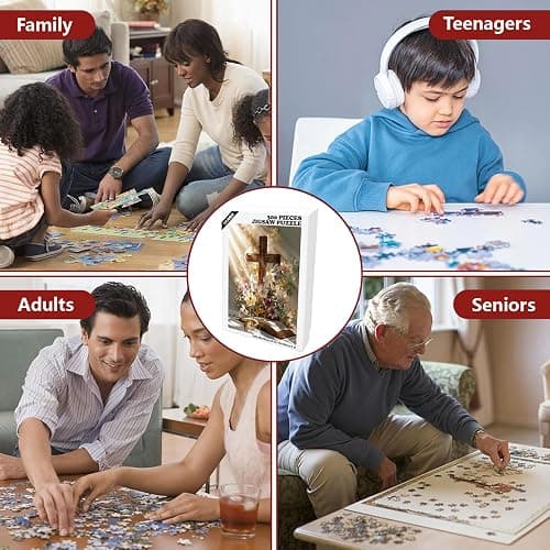 Great Jigsaw Puzzles for Adults 300 Pieces Religious Cross with Daisy Flowers Puzzles for Adults Toys Gift Family Decoration Kids Puzzle thumbnail 6