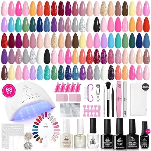 Beetles Gel Nail Polish Kit with U V Light - 68 Pcs Set 35 Colors Pink Glitter Nude Gray Gel Polish with Base Matte&Glossy Top Coat Vivid Seasons Gel Nail Set Nail Art Gift for Women & Girls thumbnail 7