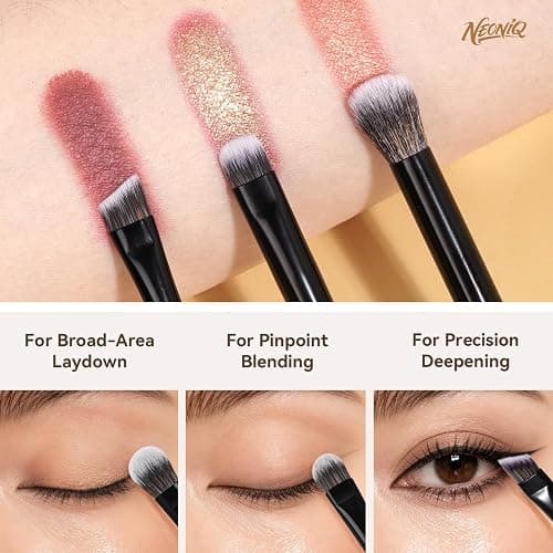 NEONIQ 10 PCS Foundation Contour Conceal Brush Set With Bag, Makeup Brushes, Double-End Multi-functional Brushes for Foundation Powder Blush Eyeliner Eyeshadows, Professional Face Brush Set（Pink） thumbnail 5