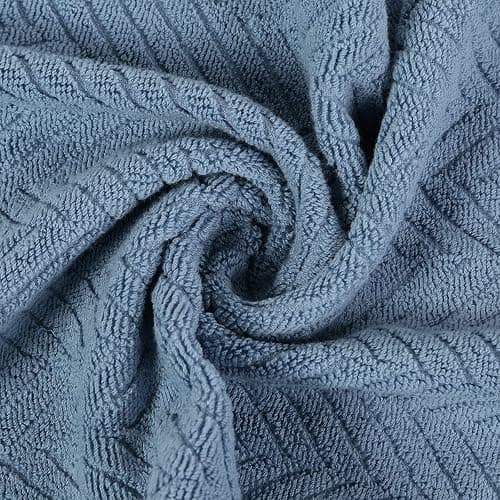 YiLUOMO Blue Hand Towel Set of 2 100% Cotton Terry Striped Pattern Ultra Soft Absorbent Hand Towel for Bathroom Summer Decorative13 X 29" thumbnail 10