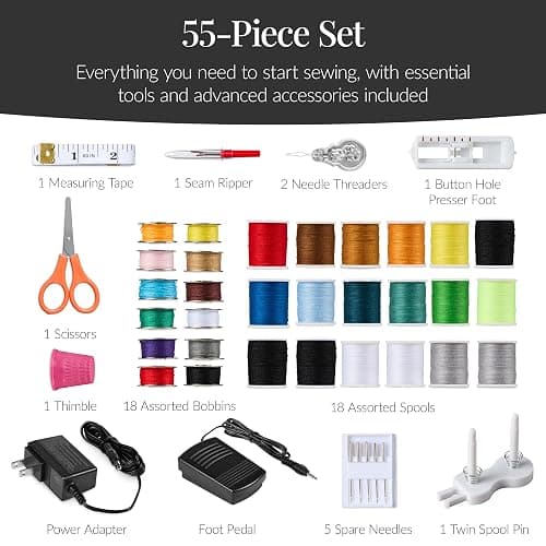 Best Choice Products Sewing Machine for Beginners, 55-Piece Kit, w/ 16 Built-in Stitch Patterns, Double Stitching, Foot Pedal, Storage Drawer, 6V - Sage/Gold thumbnail 7