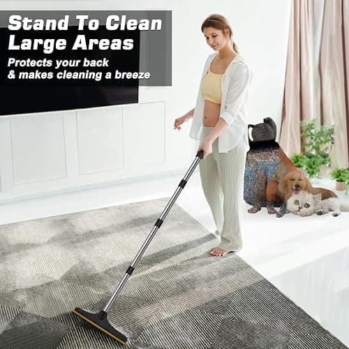 B-Land Carpet Rake for Pet Hair Removal, Reusable Pet Hair Remover with 60” Adjustable Long Handle, Carpet Scraper Dog Cat Hair Remover Tool for Rugs, Mats thumbnail 4