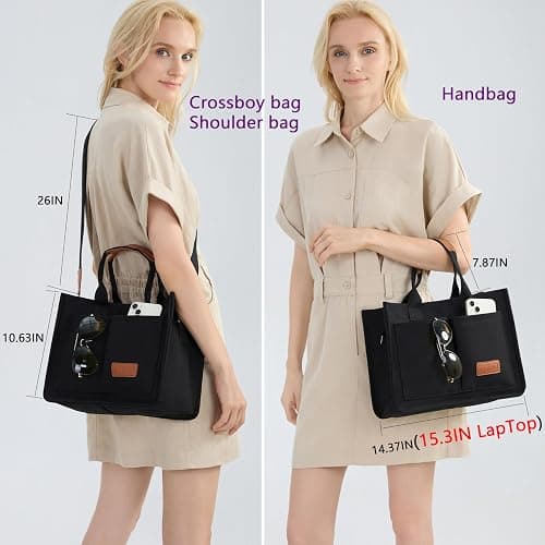 ZHMO Canvas Tote Bag for Women,Women's Bags Crossbody Bags Work Laptop Tote Bag Large Handbags Purse for Travel Nurse Teacher thumbnail 2