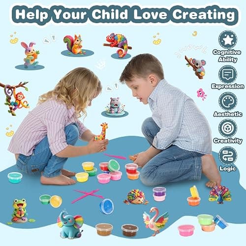 ifergoo Air Dry Clay Kit - 90 Colors Magic Foam Modeling Clay for Kids | Soft & Ultra Light, Safe & Non-Toxic, DIY Model Crafts Kids Toys, Christmas & Birthday Gifts for Aged 3–12 Boys Girls thumbnail 5