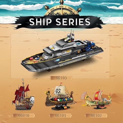 Reobrix Luxury Yacht Building Block Set for Adult 66103, Cruise Ship Building Toy Boat Model Kit, Yacht Collectible Display Decorations Gift for Adult Boys Girls Kids 14+ (4421PCS) thumbnail 7