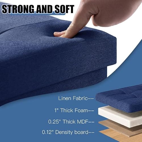 BRIAN & DANY Small Ottoman with Storage, Foot Stool Ottoman Storage Cube, Foot Rest for Couch with Legs, Navy Blue 15" x 15" x 15" thumbnail 5