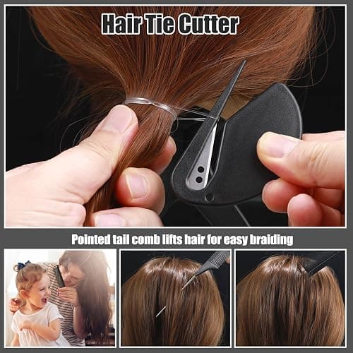 2200 Pcs Elastic Hair Bands with Hair Loop Styling Tool Set, Clear Mini Hair Bands and Black Elastic Hair Ties with Rubber Band Cutter Organizer Box Hair Accessories for Toddler Baby Girl Women thumbnail 5