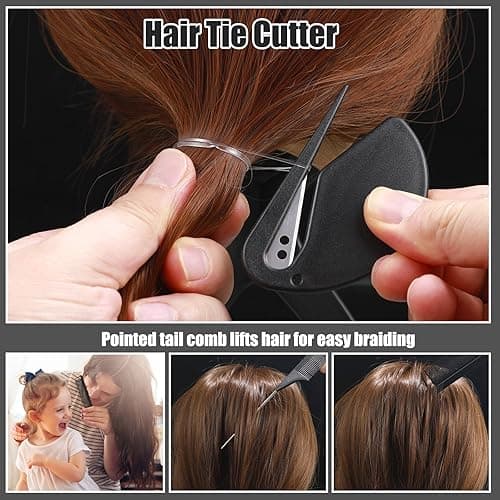 2200 Pcs Elastic Hair Bands with Hair Loop Styling Tool Set, Clear Mini Hair Bands and Black Elastic Hair Ties with Rubber Band Cutter Organizer Box Hair Accessories for Toddler Baby Girl Women thumbnail 6