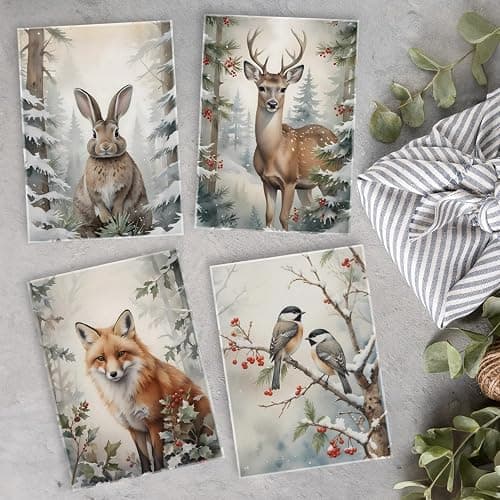 Qpenm Forest Animal Nursery Decor Kitchen Towels,Woodland Animals Baby Shower Decorations,Woodland Forest Animal Waffle Weave Dish Hand Towels,Fox Brids Deer Towels,(16×24 Set of 4) thumbnail 6