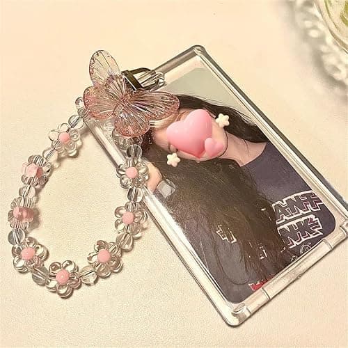 Hileapx Acrylic Butterfly Photocard Holder with Keychain, Cute Photo Card Holder for Kpop Album Card Credit Bank Card ID Badge Holders (No Photocard) thumbnail 5