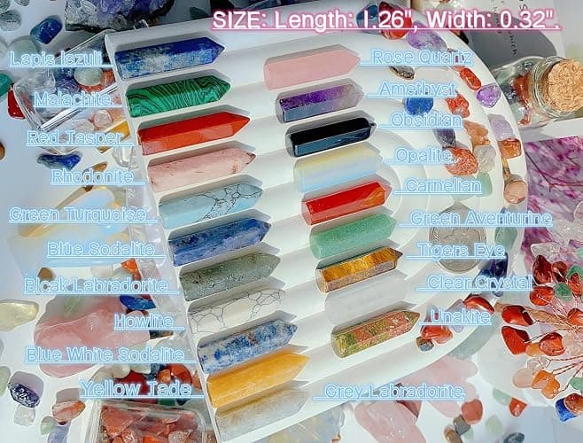 QINJIEJIE 20 PCS Healing Crystals Stones Sets Wands Bulk Natural Pocket Amethyst Crystal Rose Quartz Assorted Pointed Reiki Gemstones Polished Energy Meditation Chakra Christmas Gift Stocking Stuffers thumbnail 6