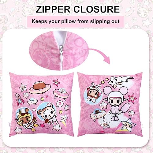 tokidoki Unicorno 18x18 Inch Pillowcase, 2 Pack Double-Sided | Donutella design, pink throw pillow covers. Soft durable polyester for sofa, kids room, home decor. thumbnail 6