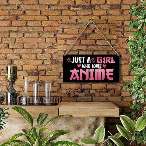 Funny Just a Girl Who Loves Anime Wood Sign Rustic Anime Lovers Wooden Hanging Plaque for Home Living Room Girl Bedroom Wall Art Decoration 6 x 12 Inches Present thumbnail 2