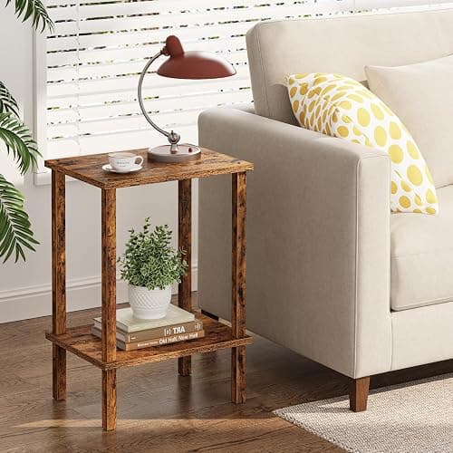 TUTOTAK End Table, Set of 2, Side Table, Nightstand, 2-Tier Storage Shelf, Sofa Table for Small Space, Living Room, Bedroom, Brown TB01BB035C thumbnail 2