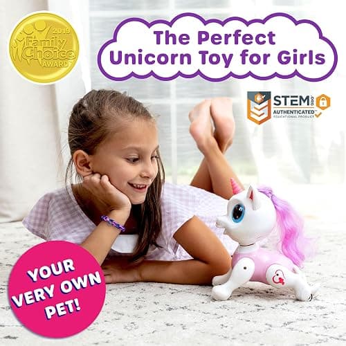 Power Your Fun Robo Pets Unicorn Toy for Girls and Boys - Remote Control Robot Toys with Interactive Hand Motion Gestures, STEM Programmable Treats, Walking, Dancing Robot Unicorn Kids Toy (Pink) thumbnail 2