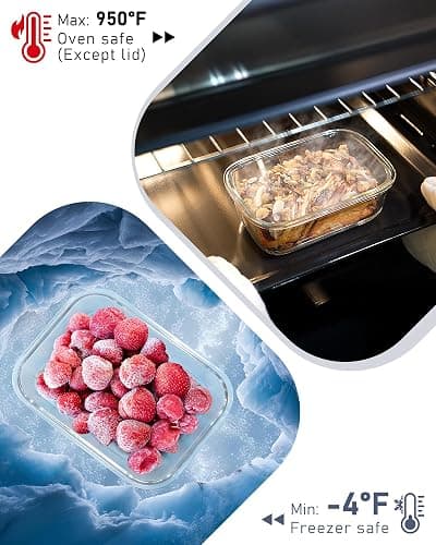 BOROHOUSE 10-Pack Glass Food Storage Containers with Tempered Lids – Borosilicate, Airtight, Oven-Safe (-4°F~950°F), BPA-Free, 4.4 & 1.6 Cup, Leak-Proof, Dishwasher Safe (Gray) thumbnail 4