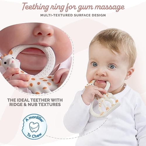 Sophie la girafe Teething Ring | Made from Natural Rubber | Designed for Teething Babies | Awaken All 5 Senses | Easy to Clean thumbnail 2
