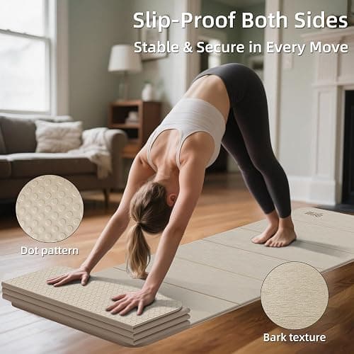 1/2 Inch Extra Thick Yoga Mat Pilates Equipment, 69"x24" Odorless Workout Mats for Home Gym, Non-slip Exercise Mats for Women Men Home Workout, Foldable Yoga Mats for Travel Camping Sleeping thumbnail 4