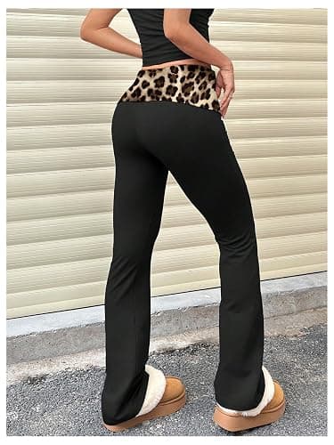 SHENHE Women's Fold Over Flare Leggings High Waisted Bootcut Gym Workout Yoga Pants thumbnail 3