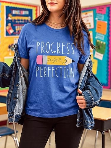Womens Teacher Shirts Teach Them to Be Kind Teacher Life T-Shirt | Womens teacher shirts,crewneck short sleeve tops,Teach Them to Be Kind design,teacher life,classroom wear,Teacher's Day gift thumbnail 2