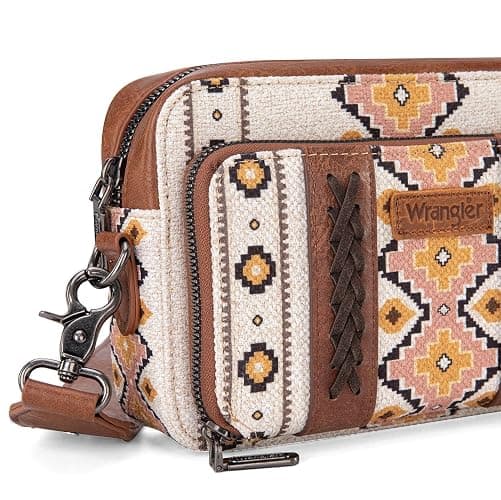 Wrangler Crossbody Bag for Women Boho Aztec Small Multi Pocket Crossover Purse thumbnail 4
