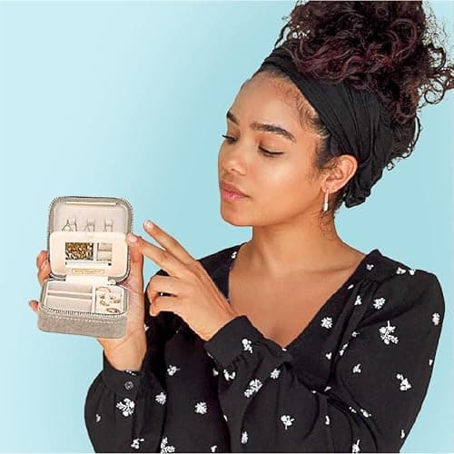 Benevolence LA Plush Velvet Travel Jewelry Box – Featured in Oprah's Favorite Things – Jewelry Organizer Case with Mirror – Birthday Gifts for Women – Sage thumbnail 2