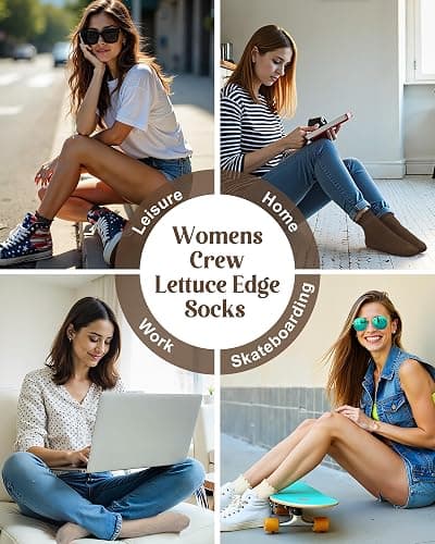 Ludaro 8 Pairs Ruffle Socks for Woman Girls, Soft Casual Knit Ankle Boot Quarter Gifts, Womens Cotton Lettuce Edge Crew Socks thumbnail 2