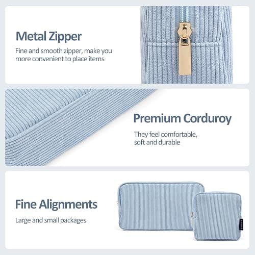 MAGEFY Small Makeup Bag for Purse Mini Cosmetics Bag Corduroy Cute Cosmetic Pouch for Women with Slip-in Pockets thumbnail 4